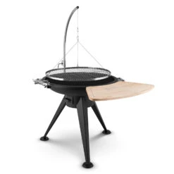 Delion Galgen-Schwenkgrill Feuerschale Ø80cm Hochfuß Seilzug Edelstahl