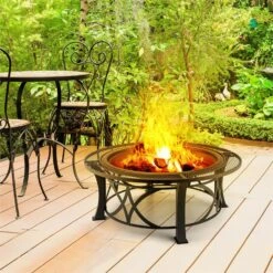 Ronda Feuerschale Ø95cm Grill Feuerstelle Funkenschutz Stahl Brüniert -Gartenbedarf Geschäft 10028583 yy 0008 ambient 08 Blumfeldt Ronda Feuerschale 95cm Grill