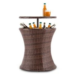 Beerboy Gartentisch Getränkekühler Ø50cm Polyrattan Bicolor Braun 11 Beerboy Gartentisch Getränkekühler Ø50cm Polyrattan Bicolor Braun -Gartenbedarf Geschäft 10029628 yy 0005 front Blumfeldt Beerboy Gartentisch Polyrattan Kuehler