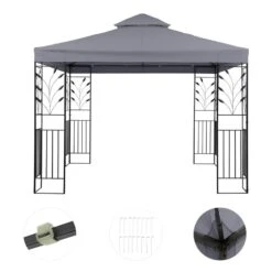 Odeon Grey Pavillon Partyzelt Festzelt 3x3m Stahl Polyester Dunkelgrau -Gartenbedarf Geschäft 10030686 yy 0003 detail Blumfeldt Odeon Grey Pavillon Partyzelt dunkelgrau