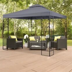 Odeon Grey Pavillon Partyzelt Festzelt 3x3m Stahl Polyester Dunkelgrau -Gartenbedarf Geschäft 10030686 yy 0005 ambient Blumfeldt Odeon Grey Pavillon Partyzelt dunkelgrau