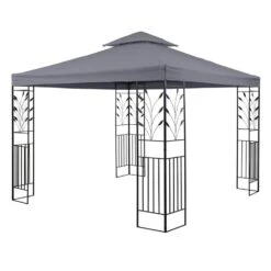 Odeon Grey Pavillon Partyzelt Festzelt 3x3m Stahl Polyester Dunkelgrau -Gartenbedarf Geschäft 10030686 yy 0006 front Blumfeldt Odeon Grey Pavillon Partyzelt dunkelgrau