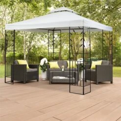 Odeon Beige Pavillon Partyzelt Festzelt 3x3m Stahl Polyester Hellbeige -Gartenbedarf Geschäft 10030687 yy 0005 ambient Blumfeldt Odeon Beige Pavillon Partyzelt hellbeige