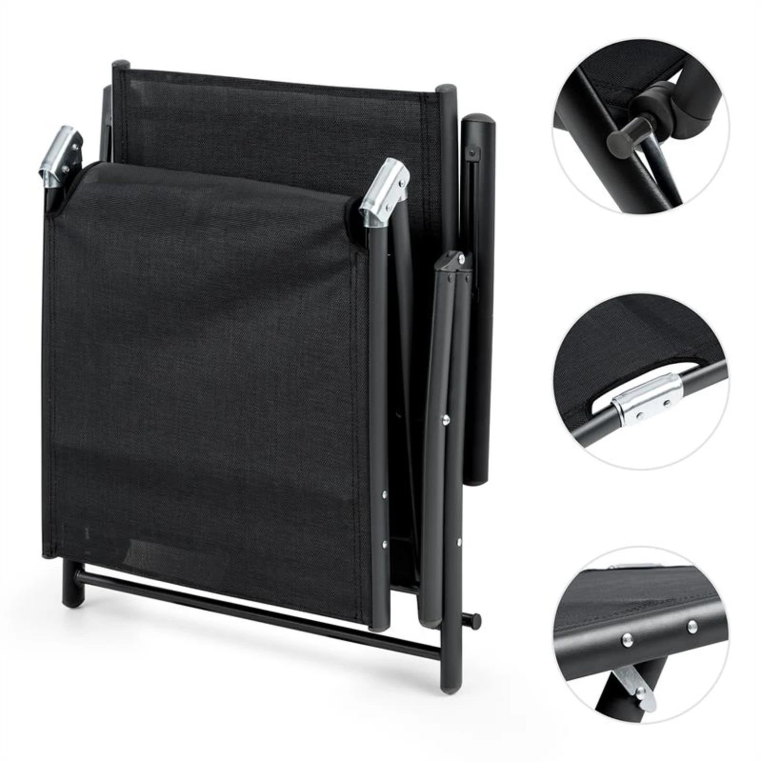 Modena Sonnenliege 64x85x170cm Aluminium/Stahlrohr Schwarz 7 Modena Sonnenliege 64x85x170cm Aluminium/Stahlrohr Schwarz – Bild 5