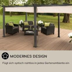 Pantheon 3x6 Pergola Vordach 3x6m Aluminium Sonnendach Polyester Beige -Gartenbedarf Geschäft 10031884 DE 0006 usp