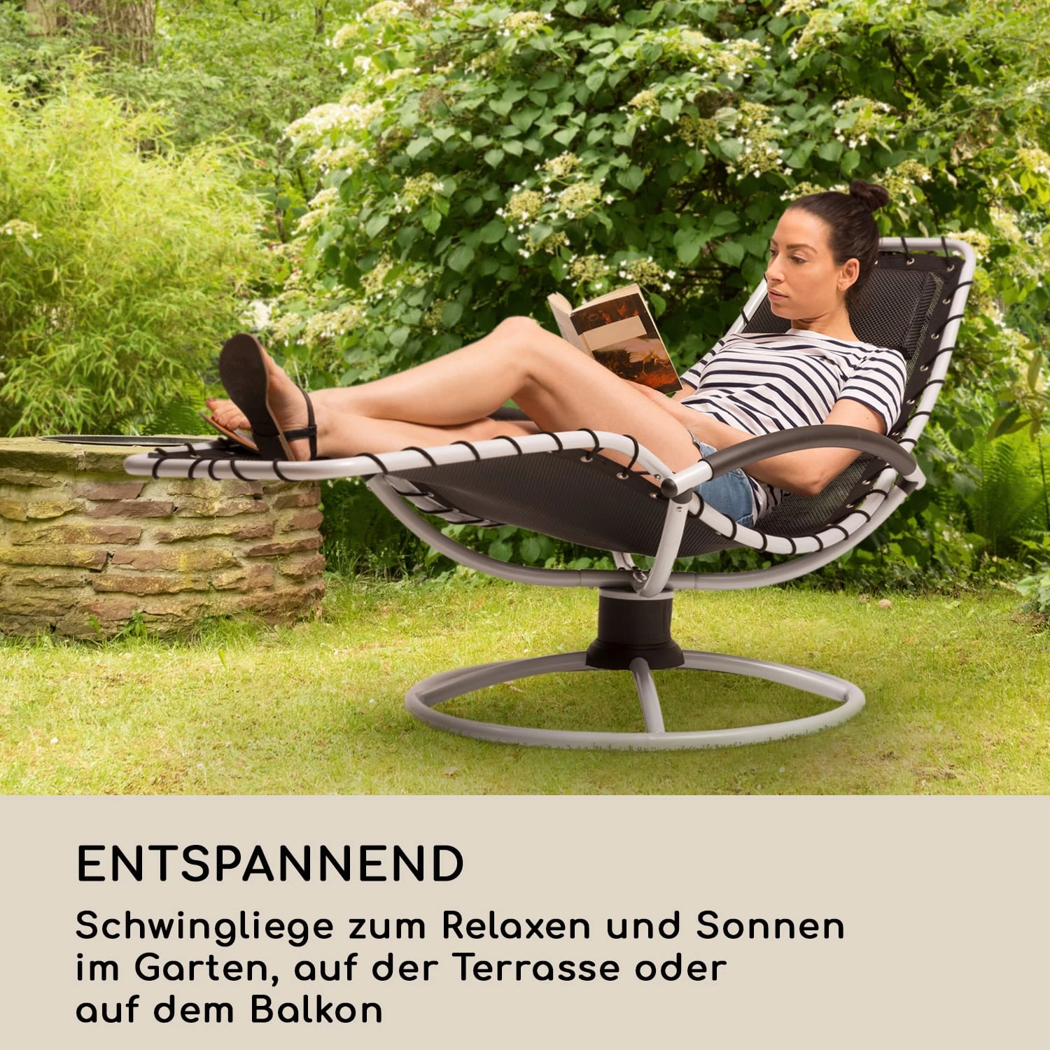 The Chiller Schwingliege 77x85x173cm 360 Comfort ComfortMesh Schwarz 4 The Chiller Schwingliege 77x85x173cm 360 Comfort ComfortMesh Schwarz – Bild 2