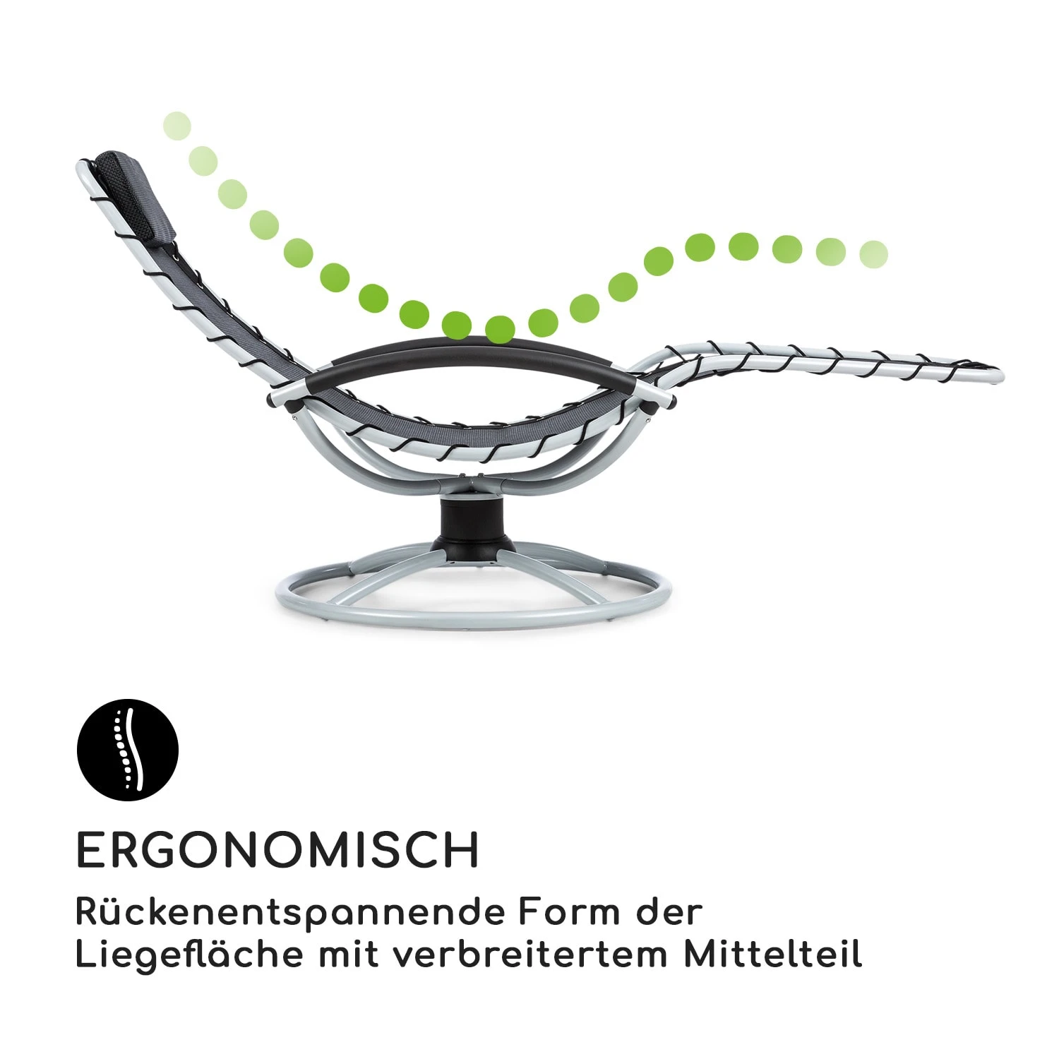 The Chiller Schwingliege 77x85x173cm 360 Comfort ComfortMesh Schwarz 6 The Chiller Schwingliege 77x85x173cm 360 Comfort ComfortMesh Schwarz – Bild 4