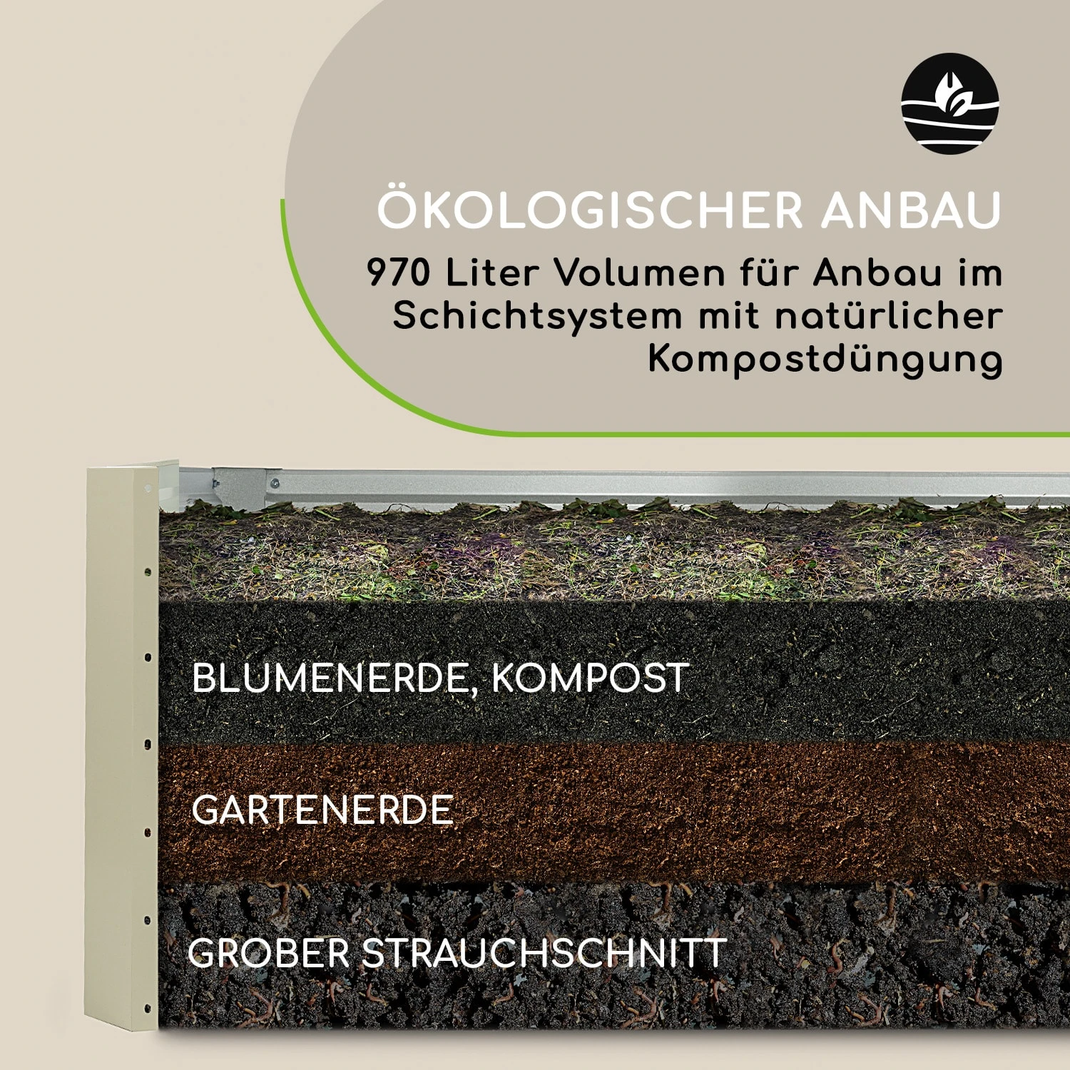 High Grow Straight Hochbeet 180x60x90cm 970l Stahl Verzinkt Silber 10 High Grow Straight Hochbeet 180x60x90cm 970l Stahl Verzinkt Silber – Bild 8