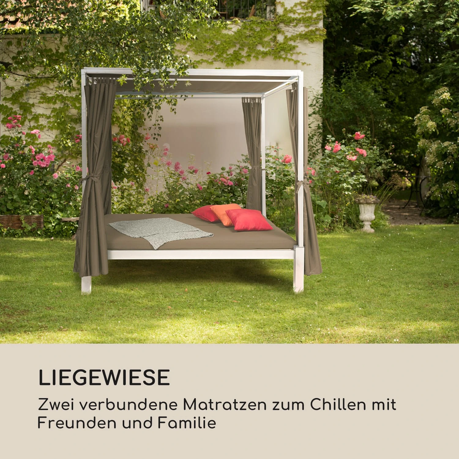 Senator Lounge Gartenliege 188x208x205cm Sonnendach Polyester Stahl 4 Senator Lounge Gartenliege 188x208x205cm Sonnendach Polyester Stahl – Bild 2