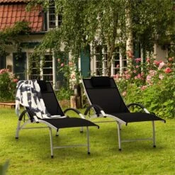 Sun Valley Sonnenliege Zusammenklappbar Kopfkissen Schwarz -Gartenbedarf Geschäft 10033307 yy 0006 ambient Blumfeldt Sun Valley Sonnenliege schwarz