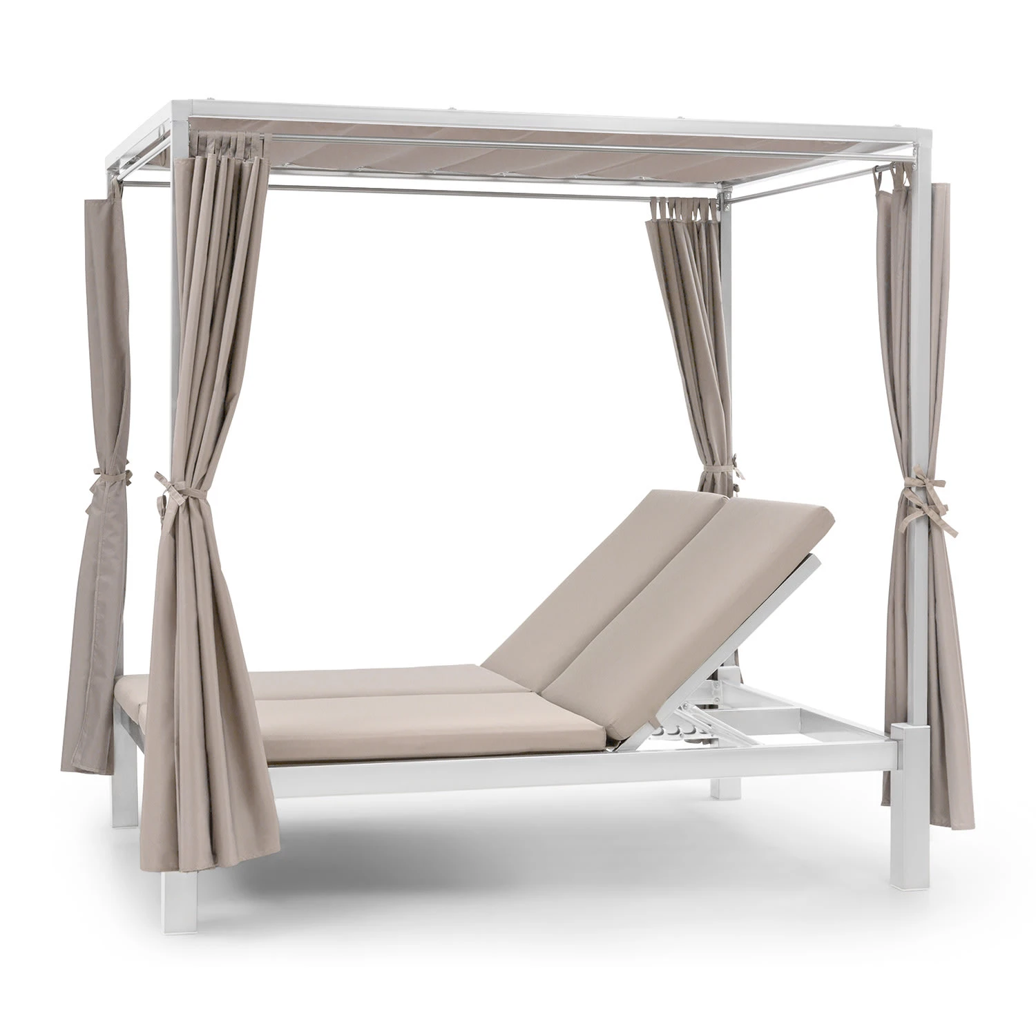 Eremitage Double Sunbed 2 Pers Stahl-Rahmen Sonnendach Vorhänge Creme 3 Eremitage Double Sunbed 2 Pers Stahl-Rahmen Sonnendach Vorhänge Creme