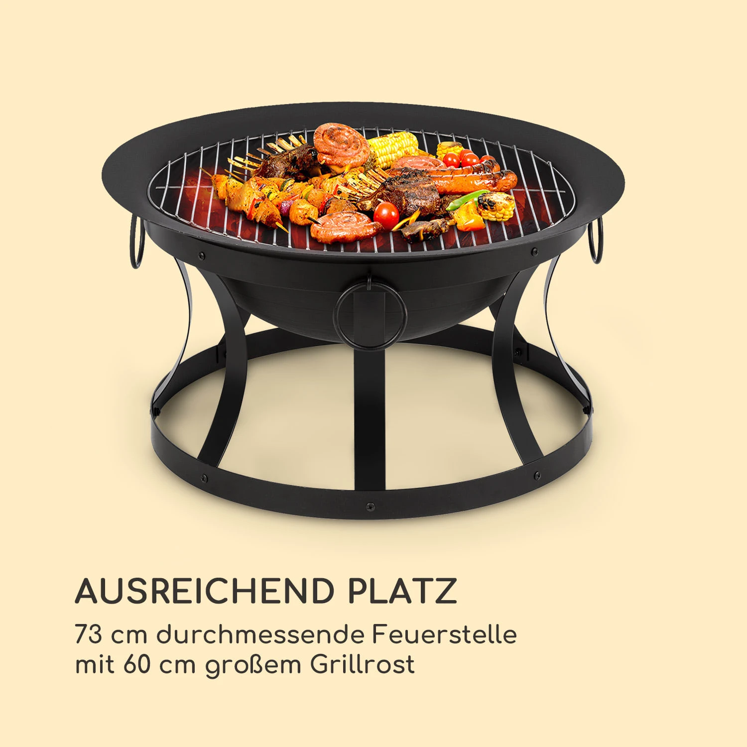 Pentos 2-in-1-Feuerschale Ø73cm Funkenschutz Ø60cm Grill Gusseisen 5 Pentos 2-in-1-Feuerschale Ø73cm Funkenschutz Ø60cm Grill Gusseisen – Bild 4
