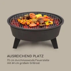 Nolana 2-in-1-Feuerschale Ø73cm Funkenschutz Ø64cm Grill Stahl Schwarz -Gartenbedarf Geschäft 10033383 de 0004 logo