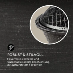 Nolana 2-in-1-Feuerschale Ø73cm Funkenschutz Ø64cm Grill Stahl Schwarz -Gartenbedarf Geschäft 10033383 de 0005 logo