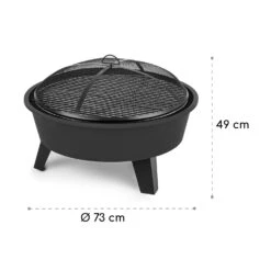 Nolana 2-in-1-Feuerschale Ø73cm Funkenschutz Ø64cm Grill Stahl Schwarz -Gartenbedarf Geschäft 10033383 yy 0009 logo