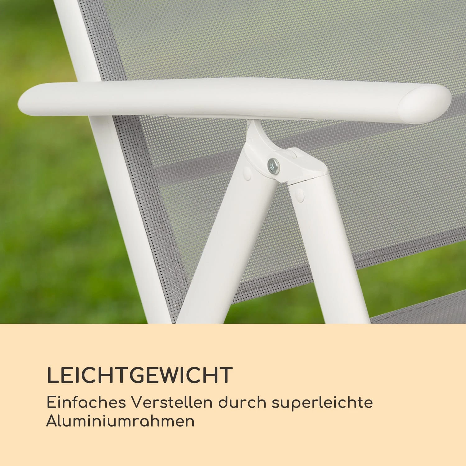 Almeria Klappstuhl 2er-Set 56,5x107x68 Cm ComfortMesh Aluminium 5 Almeria Klappstuhl 2er-Set 56,5x107x68 Cm ComfortMesh Aluminium – Bild 3