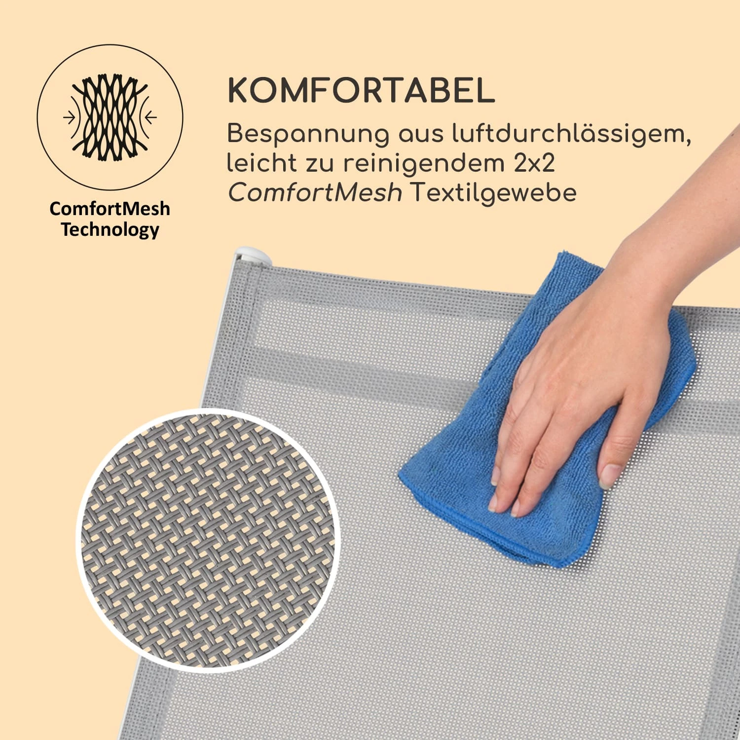 Almeria Klappstuhl 2er-Set 56,5x107x68 Cm ComfortMesh Aluminium 11 Almeria Klappstuhl 2er-Set 56,5x107x68 Cm ComfortMesh Aluminium – Bild 9