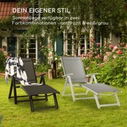 Pomporto Lounge Liegestuhl 70/30 PVC/PE Aluminium 7-Stufen Anthrazit -Gartenbedarf Geschäft 10033409 de 0006 logo