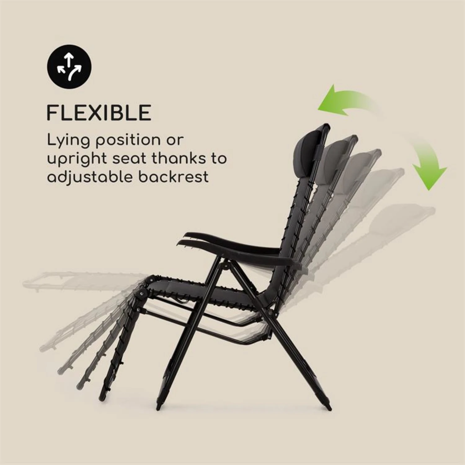 California Dreaming Sonnenliege, Polsterung, Stahlrahmen, Schwarz 7 California Dreaming Sonnenliege, Polsterung, Stahlrahmen, Schwarz – Bild 5
