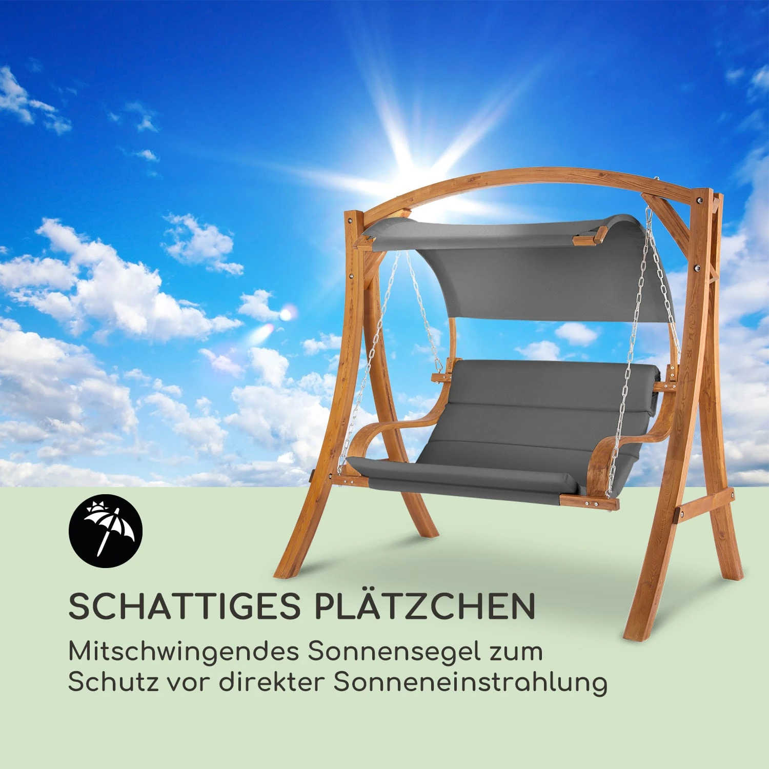 Maui Hollywoodschaukel 110 Cm 2-Sitzer Massivholz Polyester Dunkelgrau 9 Maui Hollywoodschaukel 110 Cm 2-Sitzer Massivholz Polyester Dunkelgrau – Bild 7