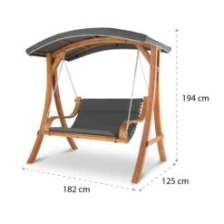 Tahiti Hollywoodschaukel Sonnendach 110cm 2-Sitzer Massivholz Grau -Gartenbedarf Geschäft 10033575 yy 0008 logo Blumfeldt Tahiti Hollywoodschaukel Grau