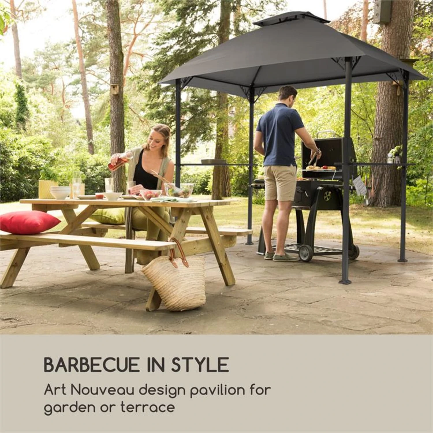 Steakhouse Al Sur Pavillon 244x260x152cm 160 G Flammhemmend Stahl Grau 4 Steakhouse Al Sur Pavillon 244x260x152cm 160 G Flammhemmend Stahl Grau – Bild 2