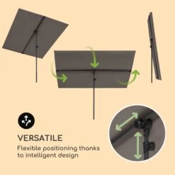 Flex-Shade XL Sonnenschirm 150 X 210 Cm Polyester UV 50 Dunkelgrau -Gartenbedarf Geschäft 10034728 yy 0003 logo Blumfeldt Flex Shade XL Sonnenschirm 150x210 grau