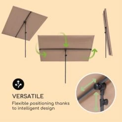 Flex-Shade XL Sonnenschirm 150 X 210 Cm Polyester UV 50 Taupe -Gartenbedarf Geschäft 10034729 yy 0003 logo Blumfeldt Flex Shade XL Sonnenschirm 150x210 taupe