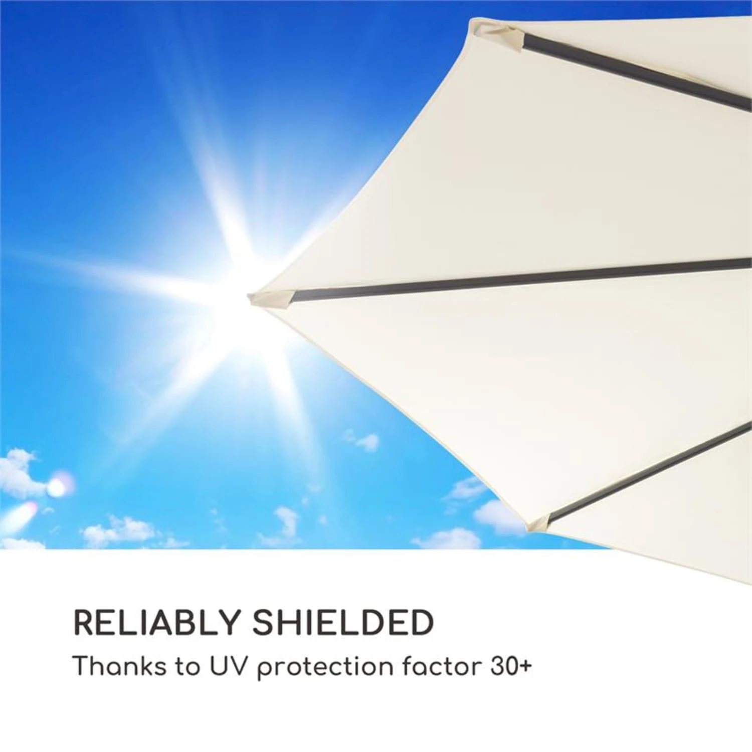 Belo Horizonte Sonnenschirm Sonnenschutz Ø 292cm Polyester Wasserabweisend Inkl. Standbasis Creme 9 Belo Horizonte Sonnenschirm Sonnenschutz Ø 292cm Polyester Wasserabweisend Inkl. Standbasis Creme – Bild 7