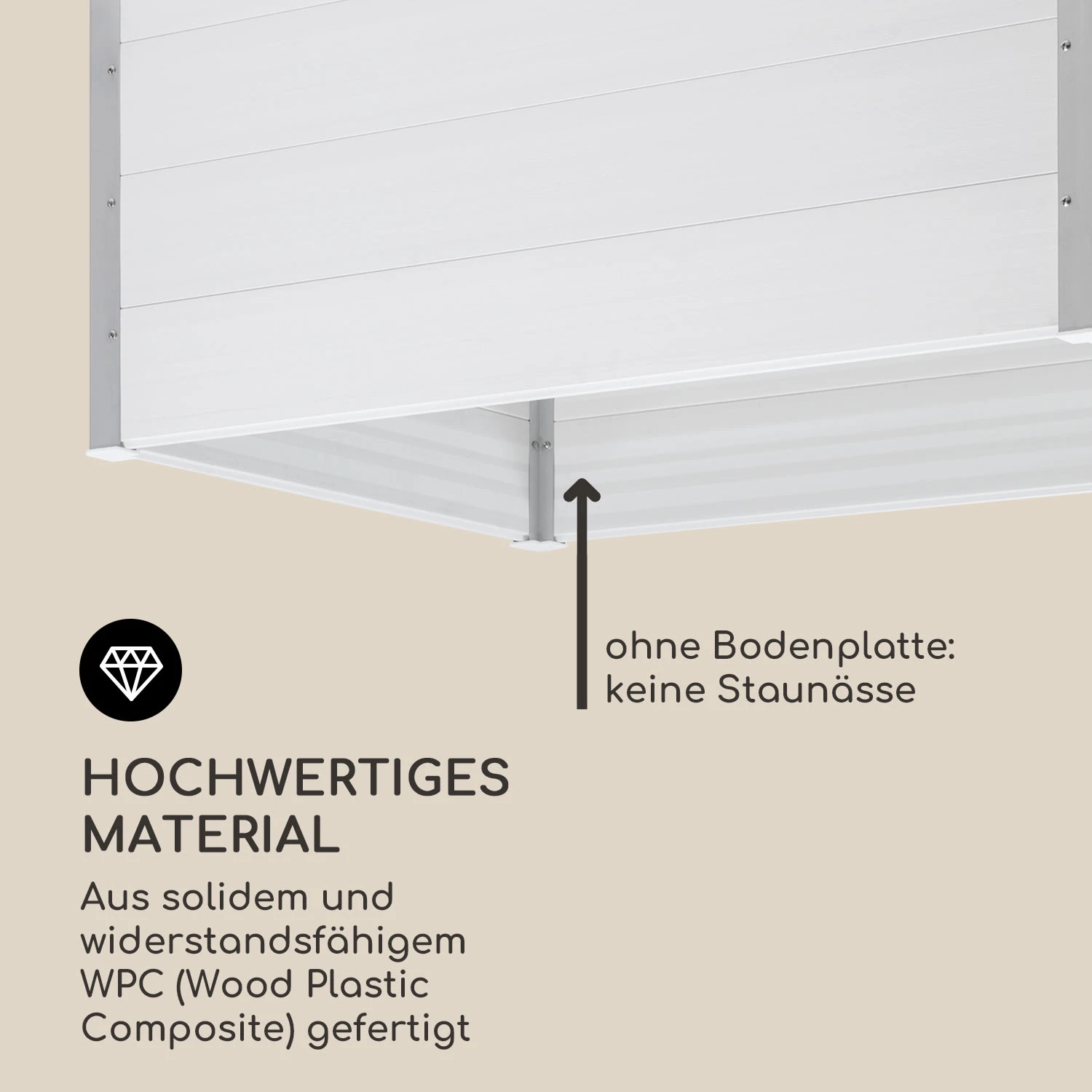 Nova Grow Gartenbeet 150 X 91 X 100 Cm WPC Holzoptik Weiß 6 Nova Grow Gartenbeet 150 X 91 X 100 Cm WPC Holzoptik Weiß – Bild 4