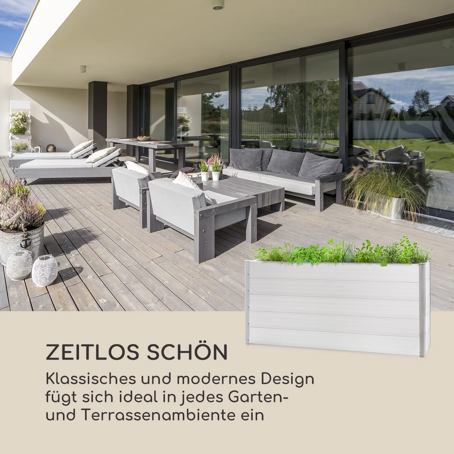 Nova Grow Gartenbeet 195 X 91 X 50 Cm WPC Holzoptik Weiß 5 Nova Grow Gartenbeet 195 X 91 X 50 Cm WPC Holzoptik Weiß – Bild 3