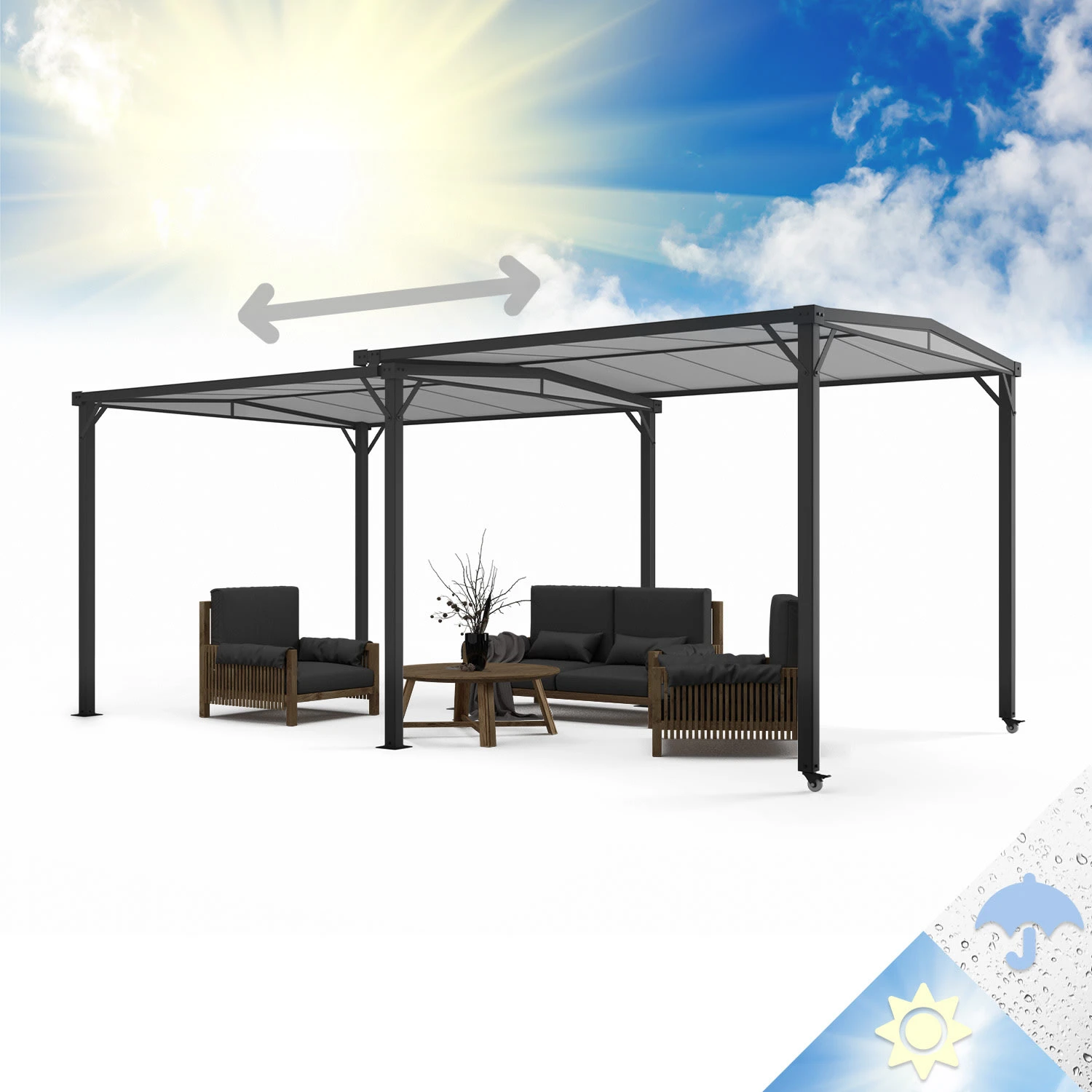 Pantheon Solid Sky Expand Pavillon 3x2,5x3 M Aluminium Polycarbonat 3 Pantheon Solid Sky Expand Pavillon 3x2,5x3 M Aluminium Polycarbonat