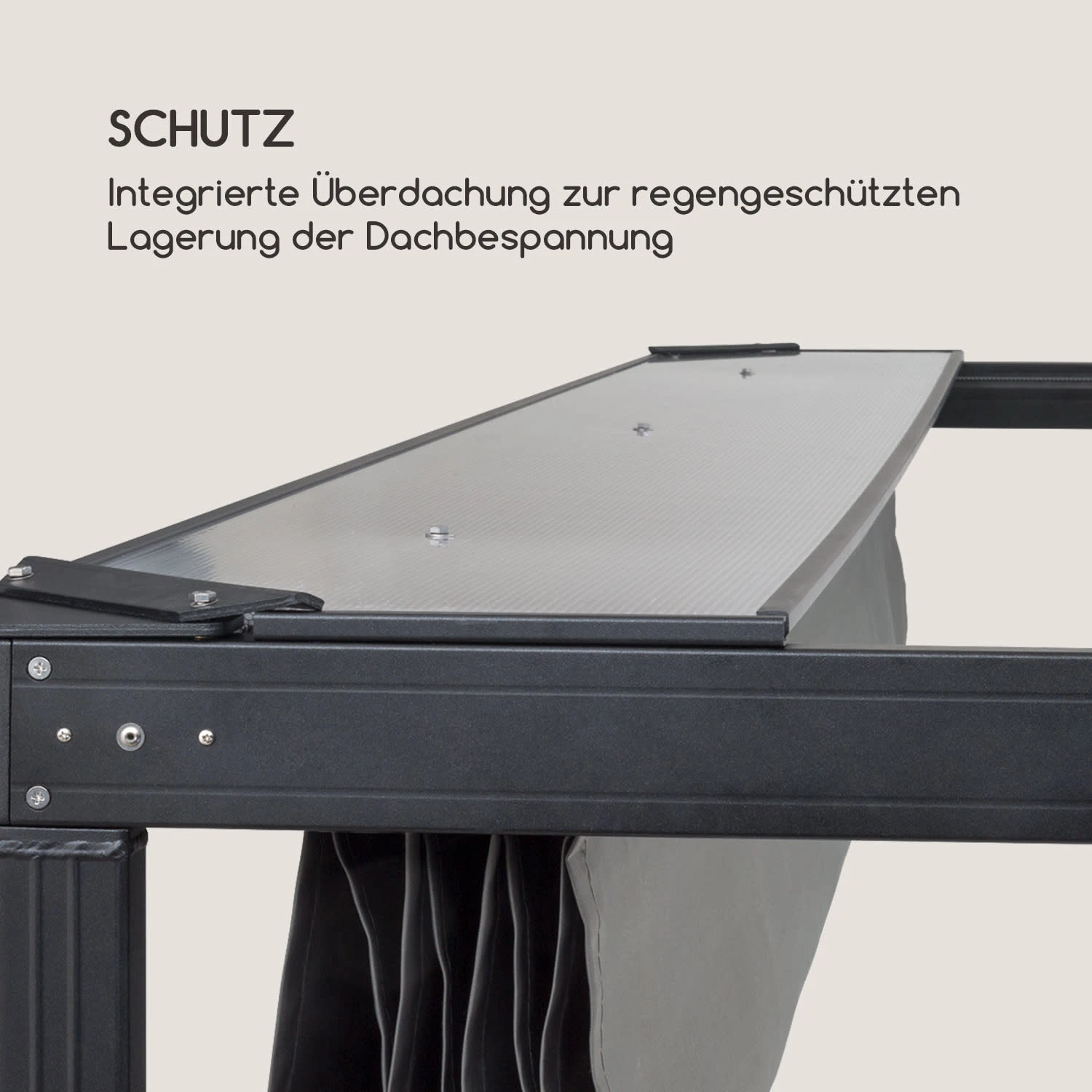 Pantheon RemoteShade Pavillon Motor-Dach 3x3m 280g/m² PE Aluminium 9 Pantheon RemoteShade Pavillon Motor-Dach 3x3m 280g/m² PE Aluminium – Bild 7