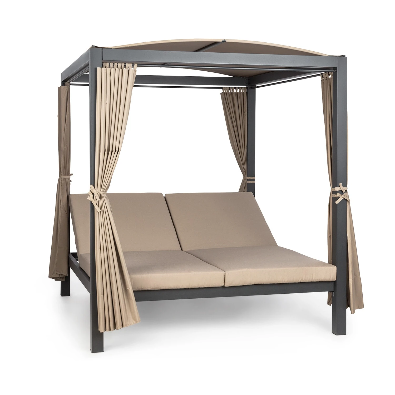 Eremitage Double XL Sunbed 2 Pers Stahl-Rahmen Sonnendach Vorhänge 3 Eremitage Double XL Sunbed 2 Pers Stahl-Rahmen Sonnendach Vorhänge