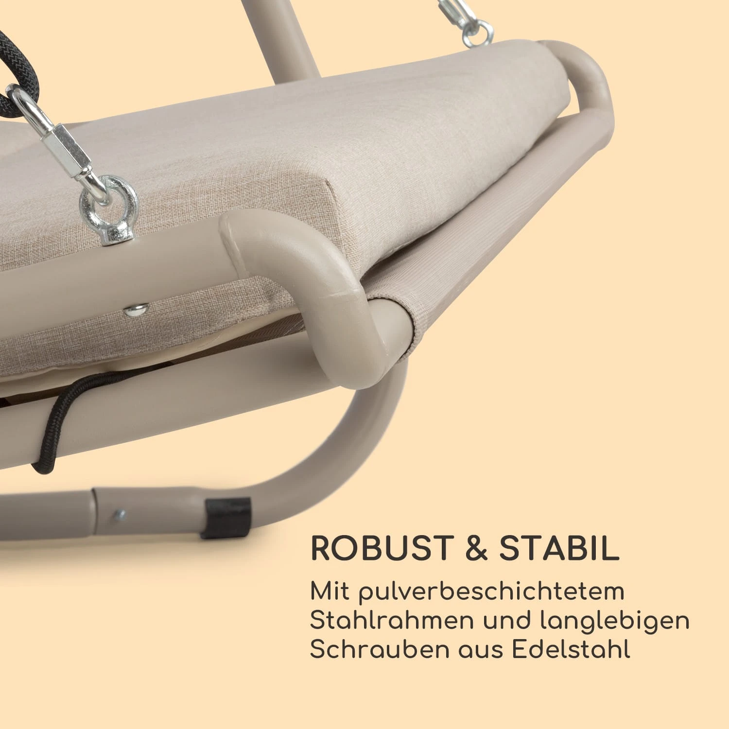 Garden Grove Gartenliege Swing Bed Stahlrahmen Sonnendach Polyester 10 Garden Grove Gartenliege Swing Bed Stahlrahmen Sonnendach Polyester – Bild 8