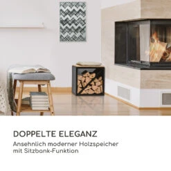 Kindlewood S Black Holzspeicher Sitzbank 57x56x36cm Bambus Zink -Gartenbedarf Geschäft 10035760 de 0002 logo