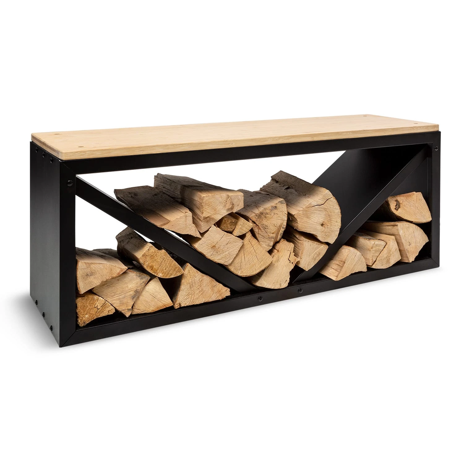 Kindlewood L Black Holzspeicher Sitzbank 104x40x35cm Bambus Zink 3 Kindlewood L Black Holzspeicher Sitzbank 104x40x35cm Bambus Zink