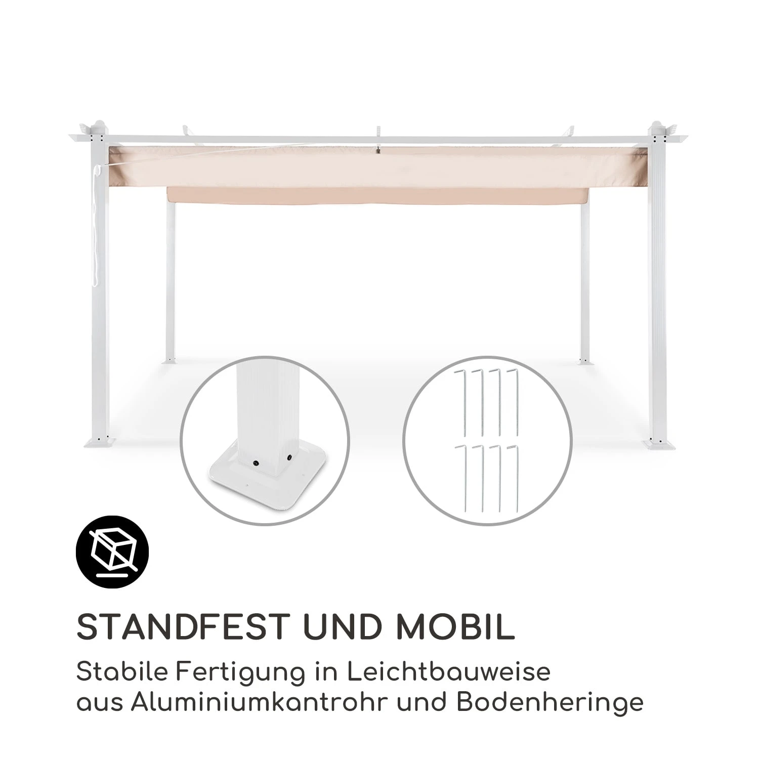 Pantheon Pergola Aluminiumkantrohr 3x4m 4 Eckpfosten Wasserabweisend 5 Pantheon Pergola Aluminiumkantrohr 3x4m 4 Eckpfosten Wasserabweisend – Bild 3