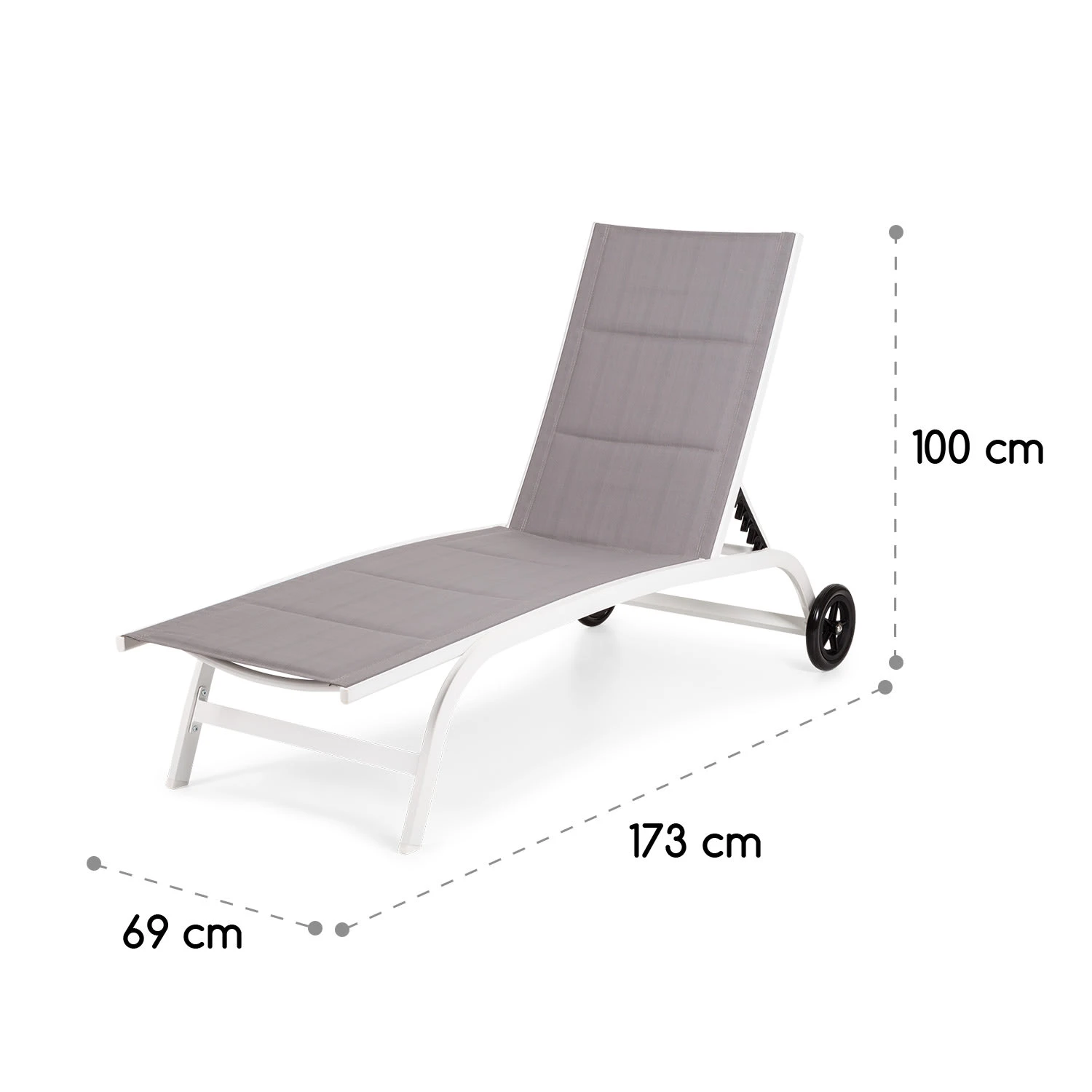 Limala Sonnenliege Lounger Stahl/Aluminium Textilene 150 Kg Mobil 9 Limala Sonnenliege Lounger Stahl/Aluminium Textilene 150 Kg Mobil – Bild 7