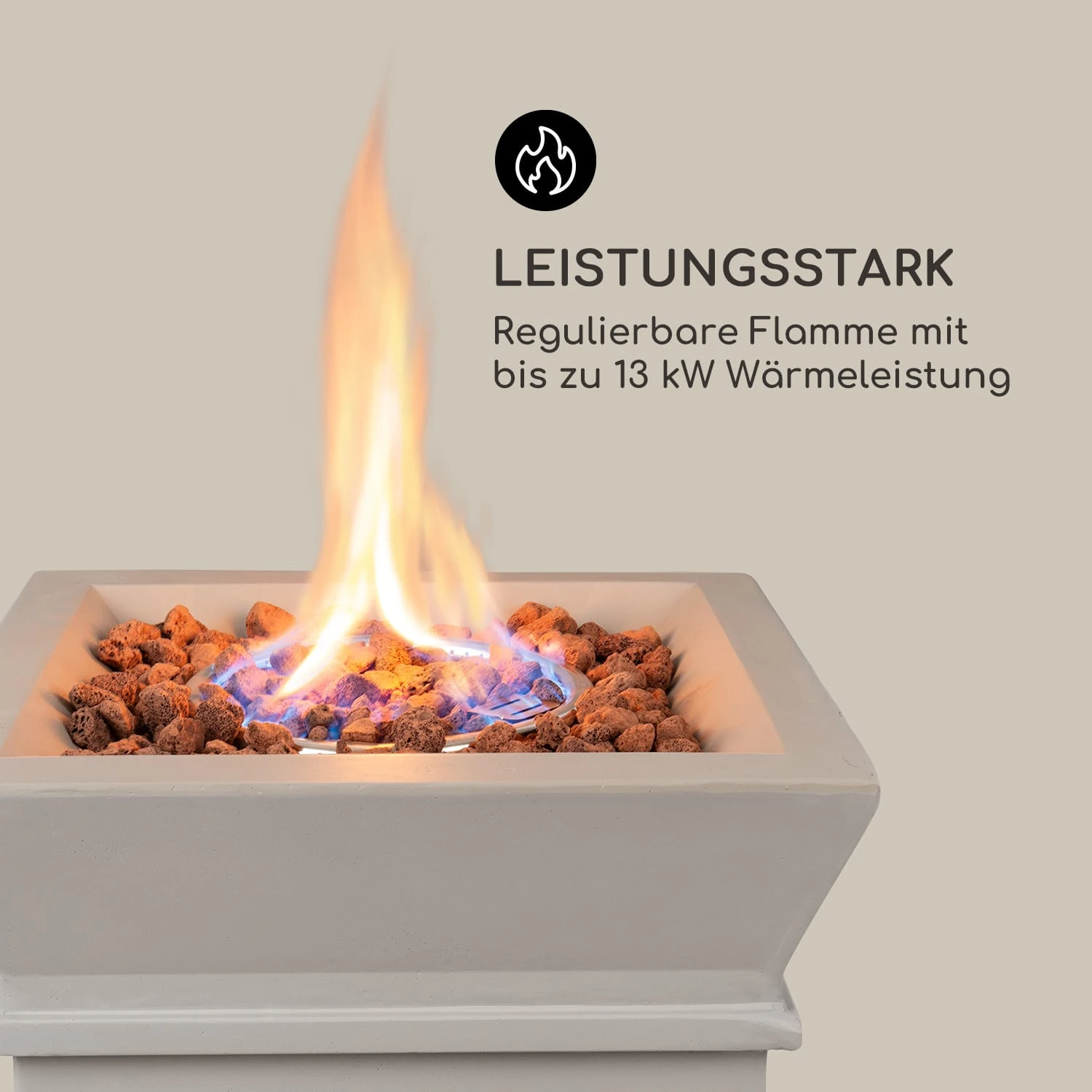 Prati Gas-Feuerstelle 13 KW Elektrisches Zündsystem Lavasteine Inkl. Regenschutz 5 Prati Gas-Feuerstelle 13 KW Elektrisches Zündsystem Lavasteine Inkl. Regenschutz – Bild 3