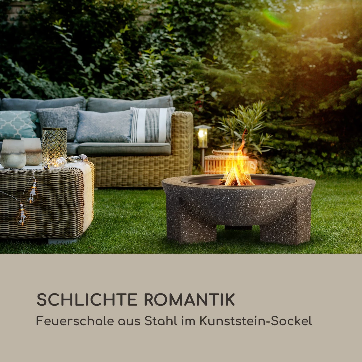 Troja Feuerschale Grill Ø 75 Cm Funkenfang Stahl Kunststein Feuerfest 4 Troja Feuerschale Grill Ø 75 Cm Funkenfang Stahl Kunststein Feuerfest – Bild 2