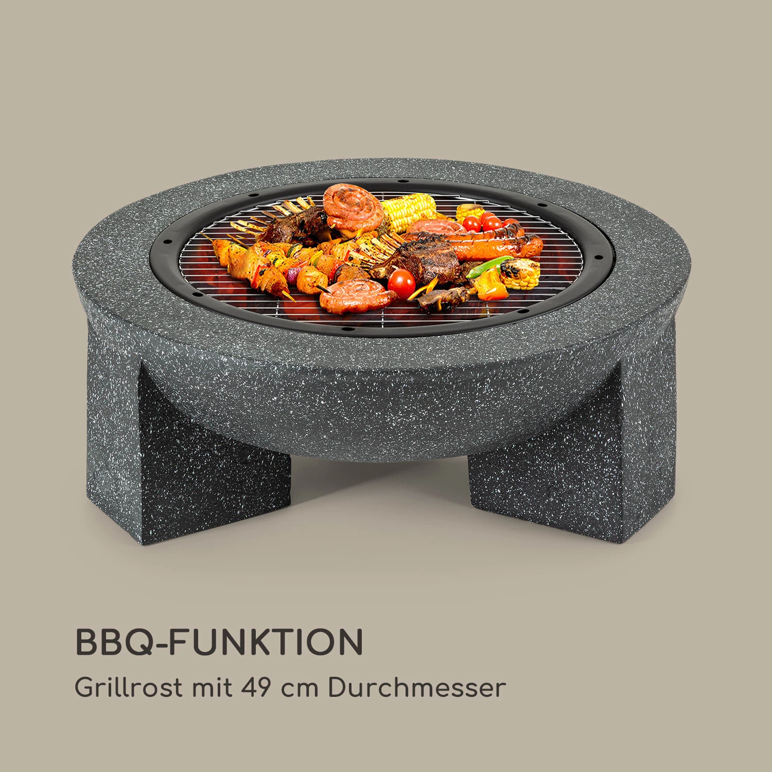 Troja Feuerschale Grill Ø 75 Cm Funkenfang Stahl Kunststein Feuerfest 5 Troja Feuerschale Grill Ø 75 Cm Funkenfang Stahl Kunststein Feuerfest – Bild 3