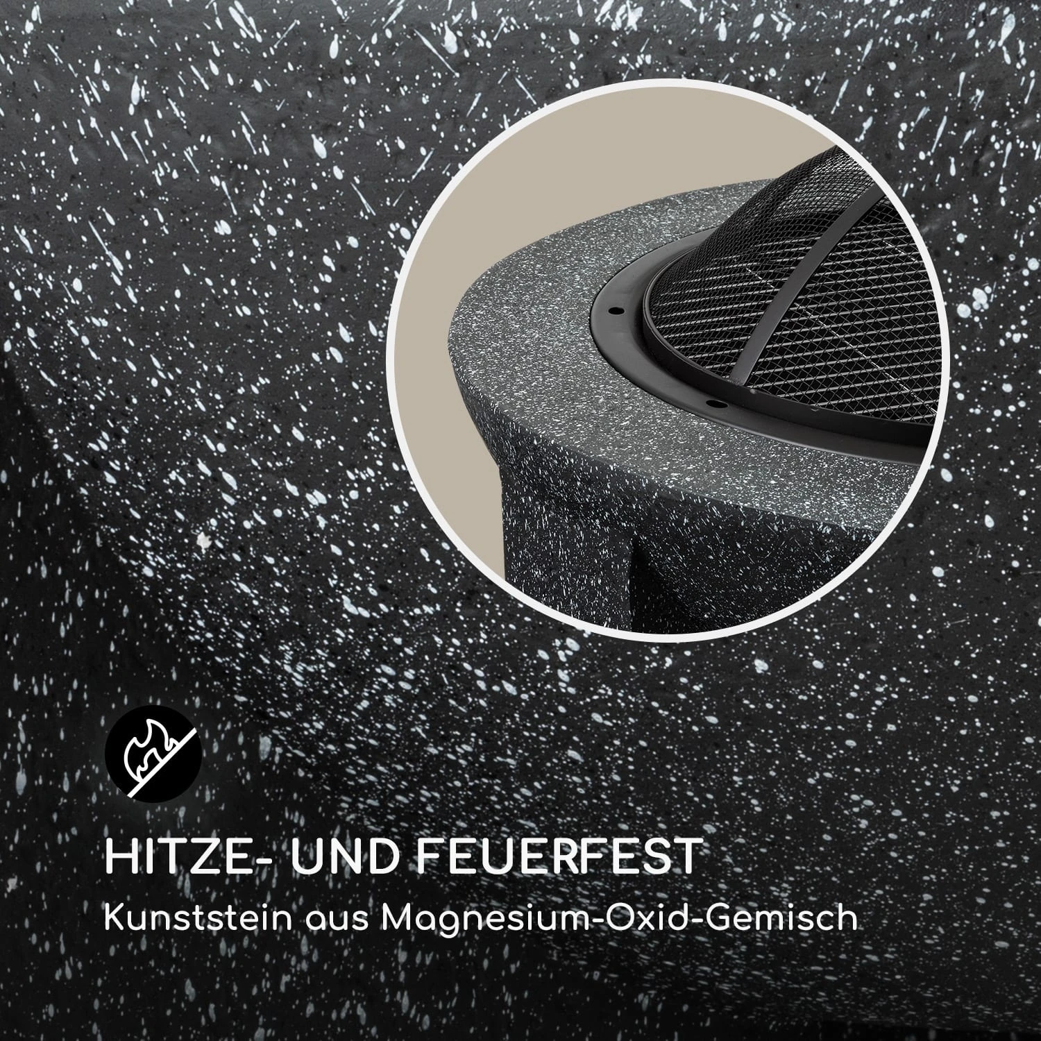 Troja Feuerschale Grill Ø 75 Cm Funkenfang Stahl Kunststein Feuerfest 6 Troja Feuerschale Grill Ø 75 Cm Funkenfang Stahl Kunststein Feuerfest – Bild 4
