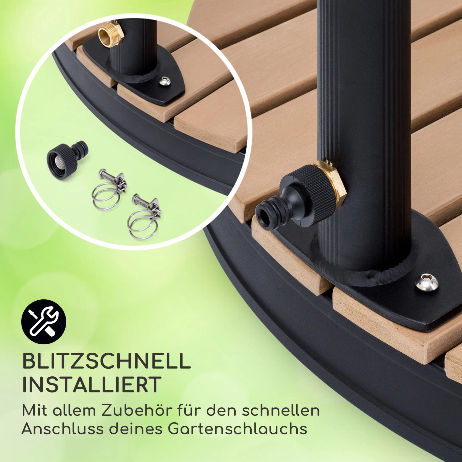 Sumatra Falls Round Gartendusche WPC Aluminium Ø 80 Cm Rund 7 Sumatra Falls Round Gartendusche WPC Aluminium Ø 80 Cm Rund – Bild 5