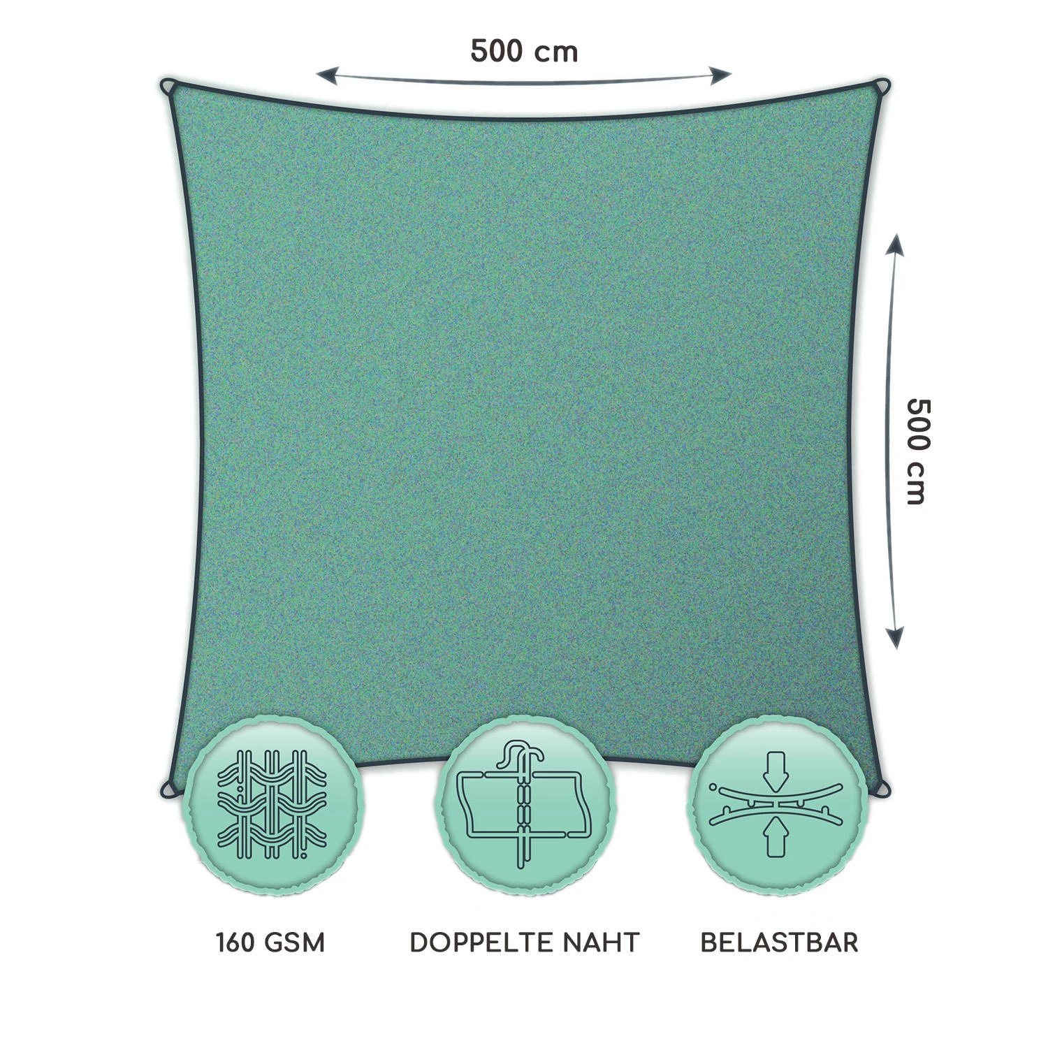 Rechteckiges Sonnensegel 5x5 M Polyester Luftdurchlässig 8 Rechteckiges Sonnensegel 5x5 M Polyester Luftdurchlässig – Bild 6
