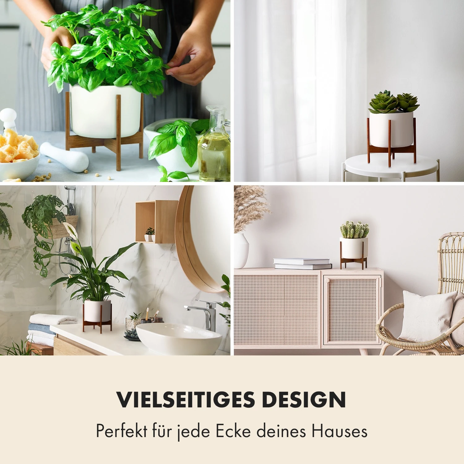 Thorn Blumentopf Mit Ständer 50er Jahre Stil 2er-Set Akazie 19,6x20x19,6 Cm 4 Thorn Blumentopf Mit Ständer 50er Jahre Stil 2er-Set Akazie 19,6x20x19,6 Cm – Bild 2