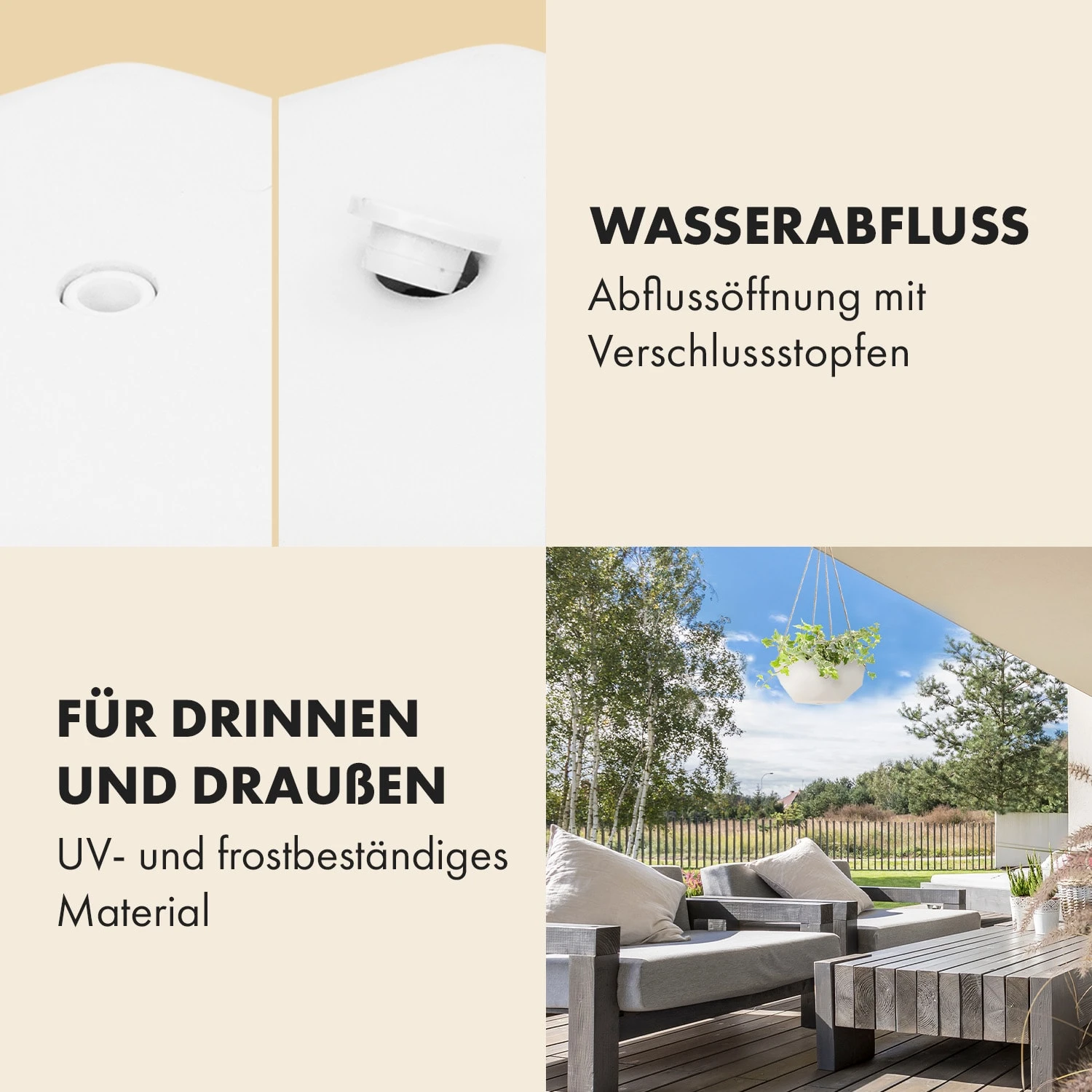 Laren Blumenampel Ø 28 Cm Polystone Mit Naturseilen 6 Laren Blumenampel Ø 28 Cm Polystone Mit Naturseilen – Bild 4