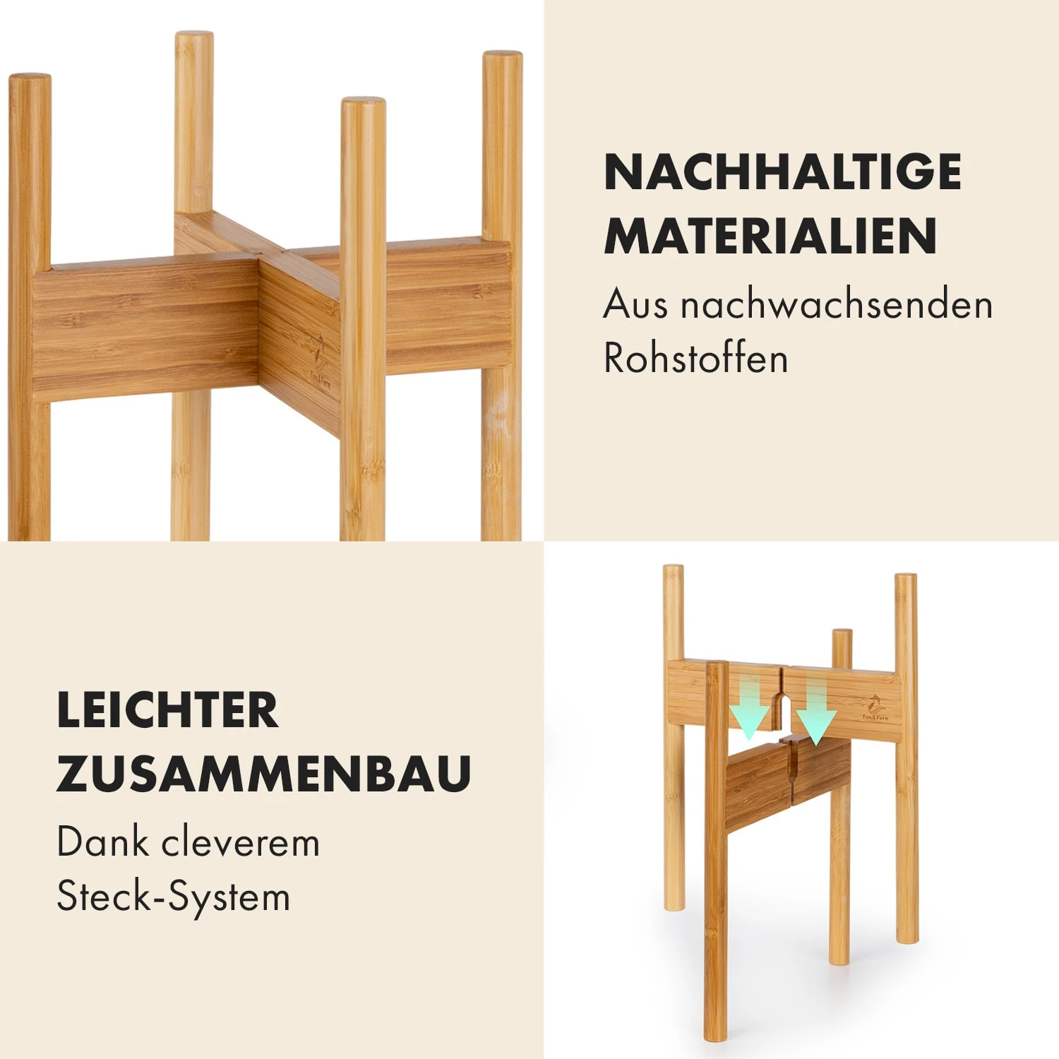 Zeist Pflanzenhalter 3er-Set 2 Höhen Kombinierbar Steck-Design Naturbelassen 6 Zeist Pflanzenhalter 3er-Set 2 Höhen Kombinierbar Steck-Design Naturbelassen – Bild 4