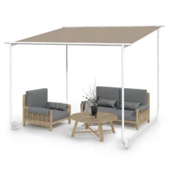 Nantes Pavillon Gazebo Sonnendach 3x3m Polyester Stahlrahmen UV50+ Bodenrollen