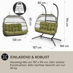 Biarritz Double Hängesessel Zweier PE Aluminium Polyrattan 260 Kg -Gartenbedarf Geschäft 10040298 de 0004 usp